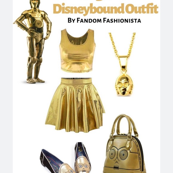 Gold Metallic Crochet Mini Skater Circle Skirt Disneybound Costume 8-10 NWT - Picture 2 of 12